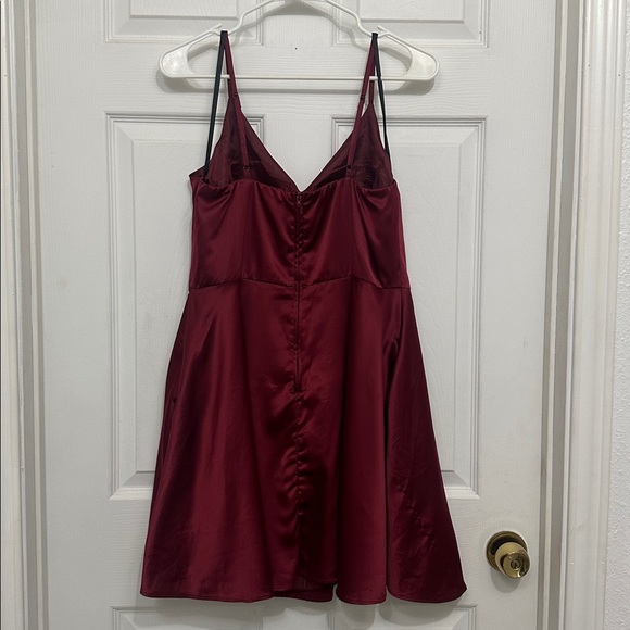 B Darlin Wine Satin Gown - Picture 6 of 6